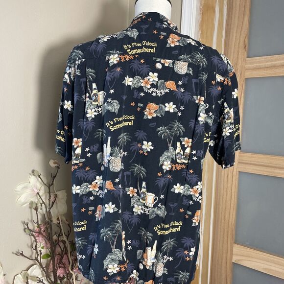 Big Dogs "It's Five O'clock Somewhere!" Hawaiian Shirt Size Large Beach Vacation - Picture 5 of 8
